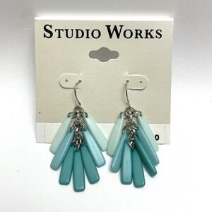 NEW Studio Works Silver And Multicolor Blue Turquoise Dangle Earrings